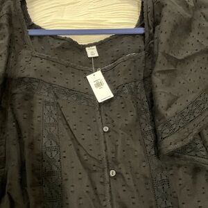 Old Navy Black Textured Blouse